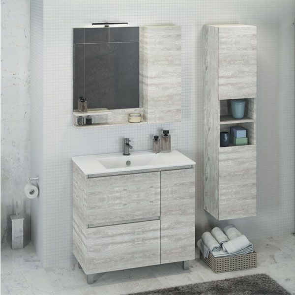 Тумба Comforty "Верона-90" дуб белый с раковиной Quadro 90