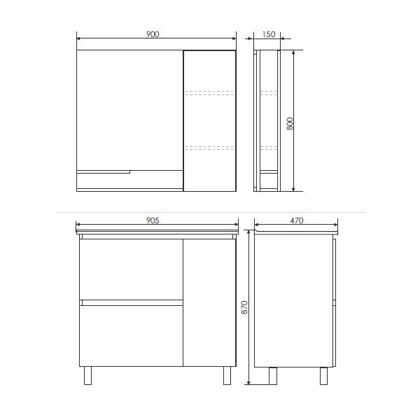 Тумба Comforty "Верона-90" дуб белый с раковиной Quadro 90