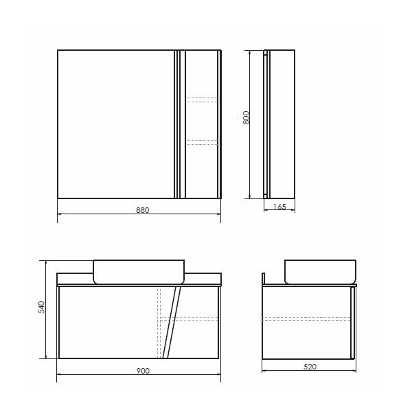 Зеркало-шкаф Comforty "Эдинбург-90" бетон светлый