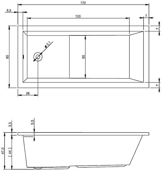 Ванна акриловая Riho LUSSO PLUS 170х80, BA1200500000000