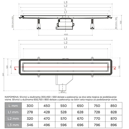 Душевой лоток Pestan Confluo Premium Line 850 Gold, 13100055/13100112