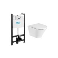 ПЭК Roca Геп Раунд / The Gар Round Pack подвесной унитаз Rimless + инсталляция + сиденье Supralit