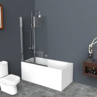 Шторка для ванны BelBagno 1100x1500, прозрачное стекло, хромированный профиль, UNO-V-2-110/150-C-Cr
