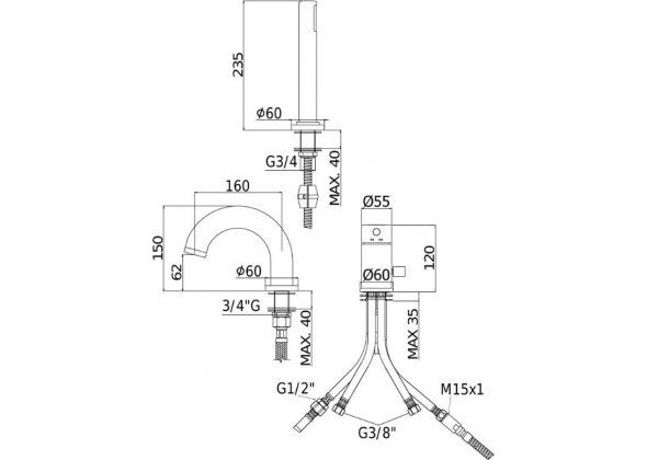 Смеситель на борт ванны Paffoni Light LIG047BO