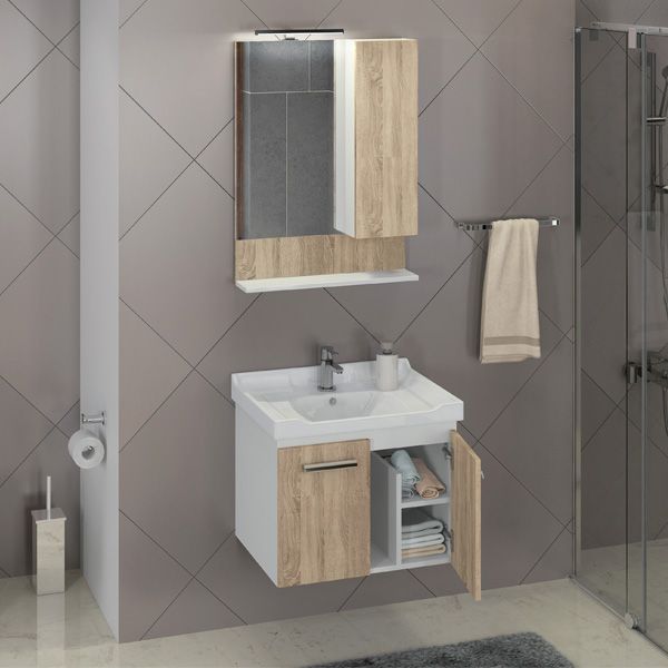 Тумба-умывальник Comforty "Рига-60" дуб сонома с раковиной Comforty 9335-60