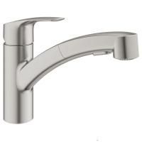 Смеситель для кухни Grohe Eurosmart, с выдвижным изливом, суперсталь, 30305DC1