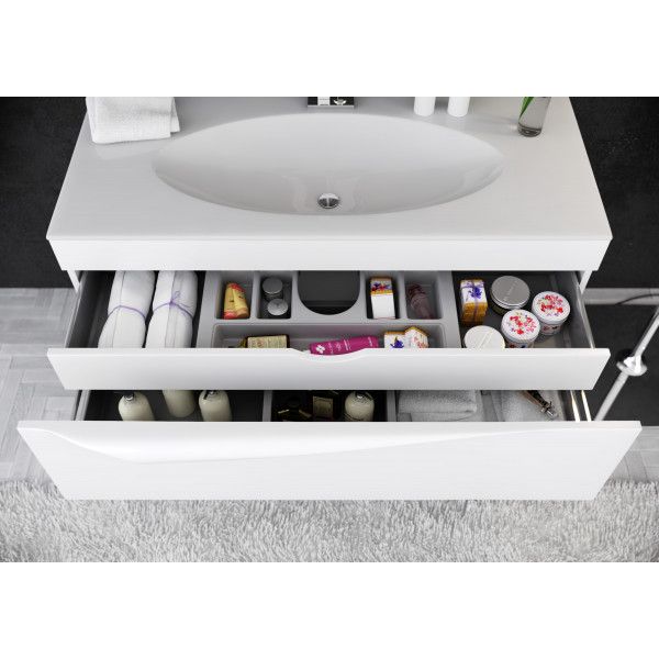 Тумба Clarberg Papyrus 120 с глянцевым умывальником Elegance 120 подвесная, цвет белый, PAP0112/E