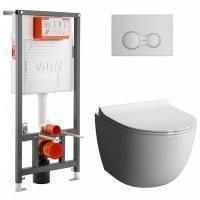 Комплект инсталляции с унитазом Vitra Sento, с крышкой дюропласт, микролифт и клавишей слива хром, 9