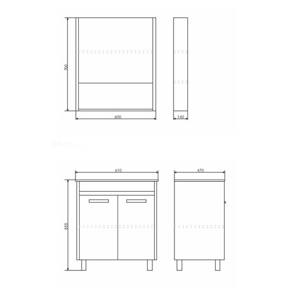 Тумба Comforty "Марио-60" дуб темный с раковиной "Quadro 60"