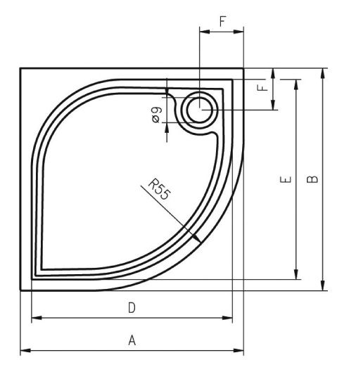 Душевой поддон Riho KOLPING DB18  100х100х3, DB1800500000000