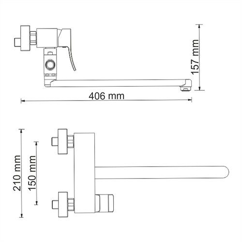 Смеситель для ванны WasserKRAFT Exter 1600, 1602L