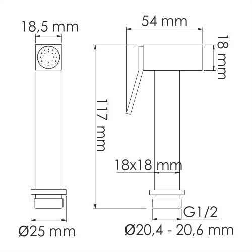 Гигиеническая лейка WasserKRAFT Abens 2000 черный Soft-touch, A212