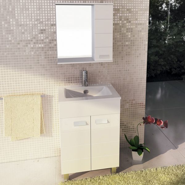 Тумба Comforty "Модена М-60" белая матовая  с раковиной "Quadro 60 "