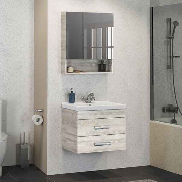 Зеркало-шкаф Comforty "Никосия-60" дуб белый