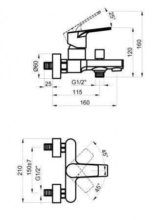 Смеситель для ванны Azario Трея с коротким изливом, хром, AZ-15680501