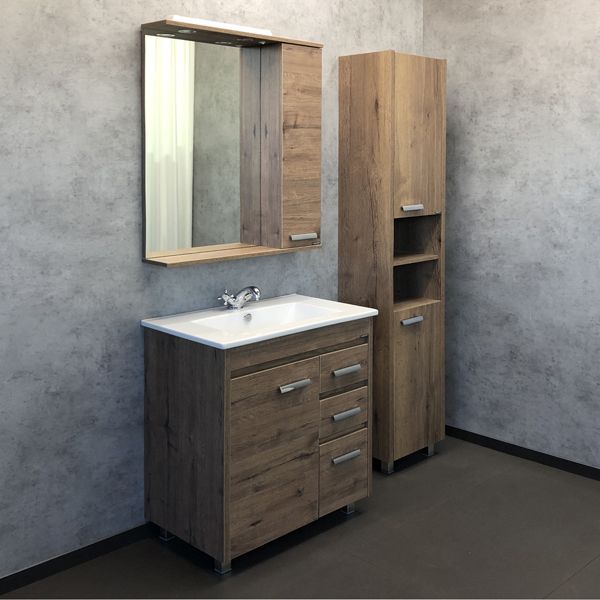 Тумба Comforty "Марио-75" дуб темный с раковиной "Quadro 75"