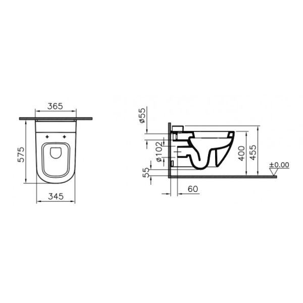 Унитаз подвесной Vitra D-Light с крышкой дюропласт, 5910B003-1086