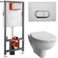 Комплект унитаза с инсталляцией Vitra S20 с крышкой дюропласт, микролифт и клавишей слива хром, 9004