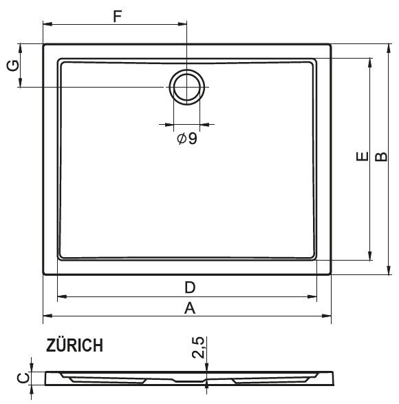 Душевой поддон Riho ZURICH 244  150х80, DA7800500000000