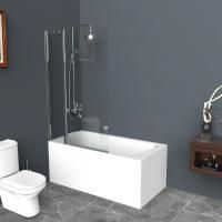 Шторка для ванны BelBagno 900x1500, прозрачное стекло, хромированный профиль, UNO-V-11-90/150-C-Cr
