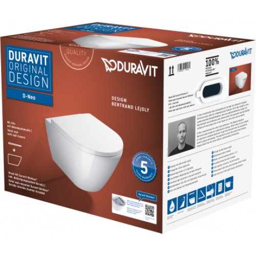 Унитаз подвесной Duravit D-Neo Rimless с сиденьем микролифт, 45770900A1