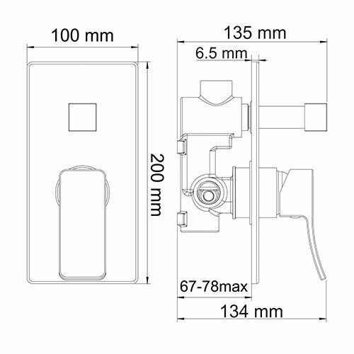 Смеситель для ванны и душа WasserKRAFT Exter 1600, 1641
