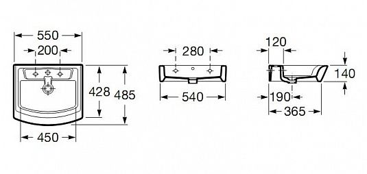 Раковина Roca HALL 550х485х140 мм, подвесная или накладная, уст.компл., 7.3278.8.100.0