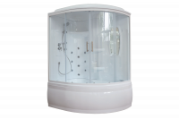 Гидромассажный бокс Royal Bath 140х95х225, прозрачное стекло, белый профиль, левая, RB 140ALP-T-L
