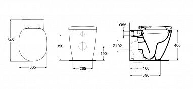 Унитаз приставной Ideal Standard CONNECT, под скрытый бачок, E803401