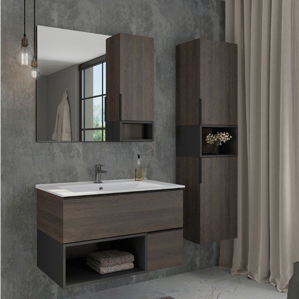 Тумба Comforty "Франкфурт-90" дуб шоколадно-коричневый с раковиной Comforty 90E