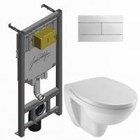 Унитаз c инсталляцией 50см Jacob Delafon Patio rimless, клавишей смыва, сиденье тонкое микролифт, E2