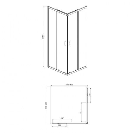 Душевая кабина Azario 900*900*2000, БЕЗ ПОДДОНА, черный, AZ-ND1142 900 Блек