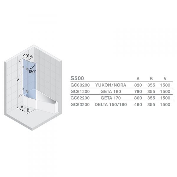 Шторка для ванны Riho SCANDIC S500 GETA160 150х111, GC61200