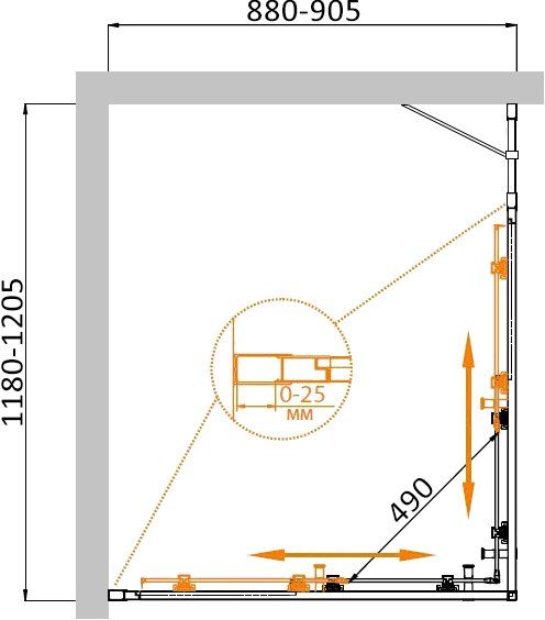 Душевая кабина Cezares MOLVENO-AH-21-90+30-C-Cr-IV