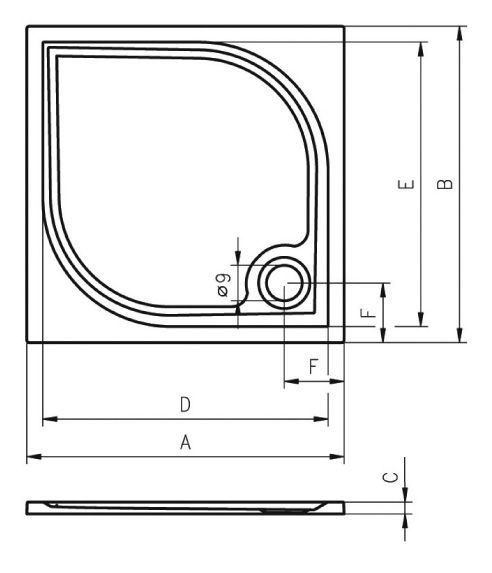 Душевой поддон Riho KOLPING DB21 90х90х3, DB2100500000000