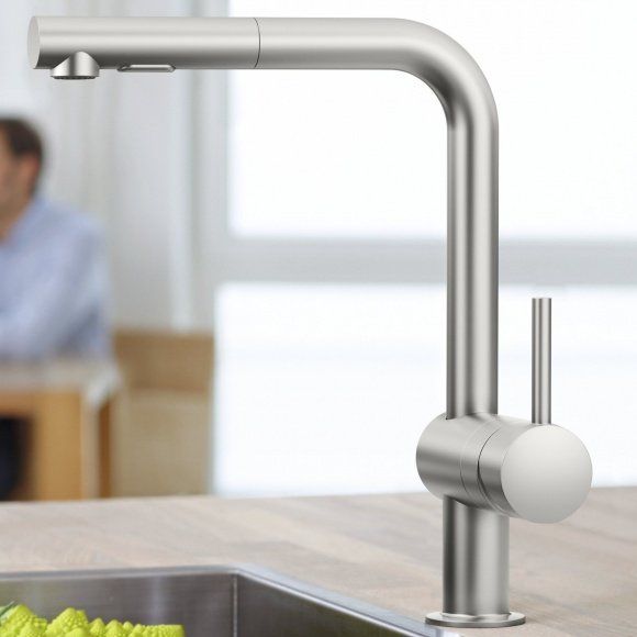 Смеситель для кухни Grohe Minta с выдвижным изливом, суперсталь, 32168DC0