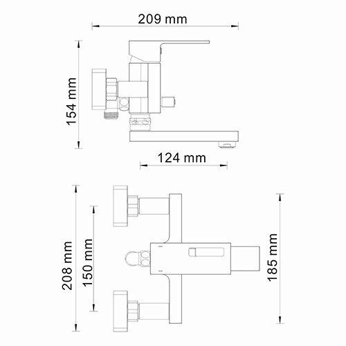 Смеситель для ванны WasserKRAFT Alme 1500, 1501