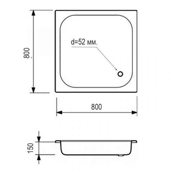 Поддон для душа стальной ВИЗ Antika 80x80х15 белый, АPS-80101