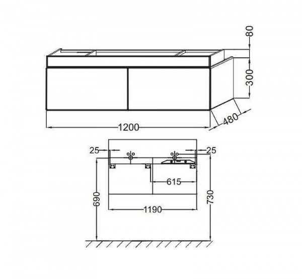Тумба под раковину Jacob Delafon Terrace, 120см, черный, EB1188-274