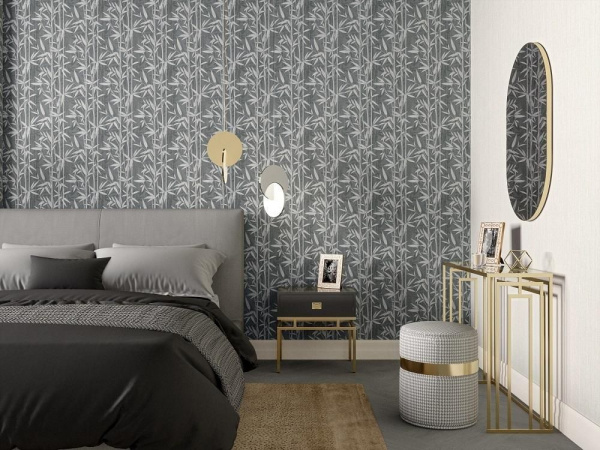 Обои виниловые Kerama Marazzi Бамбук мотив, беж светлый -золото, KM5002