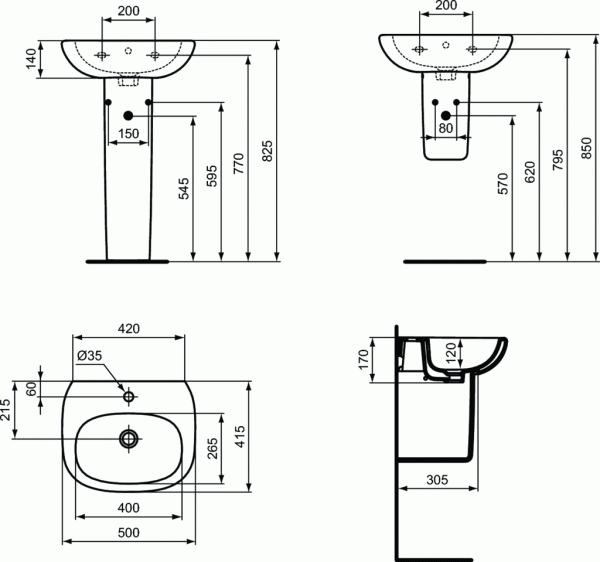 Раковина Ideal Standard TESI, 50 см, T009401