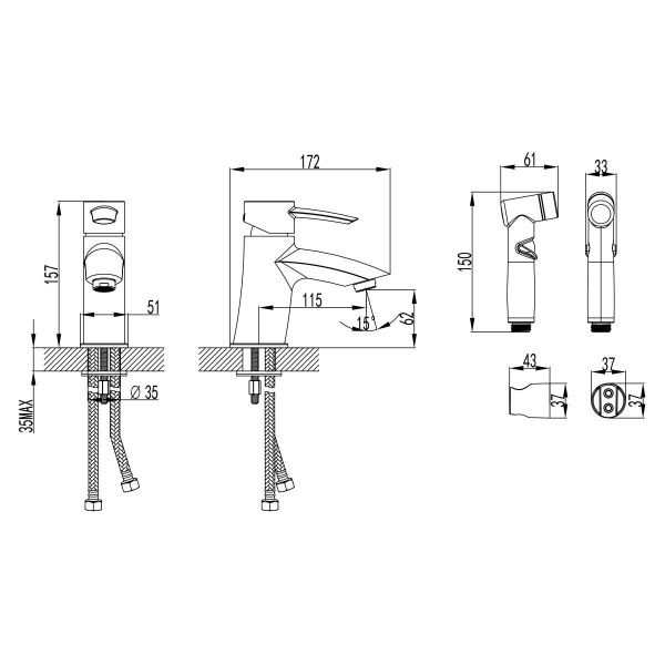 Смеситель для раковины и биде Lemark Atlantiss, LM3216C