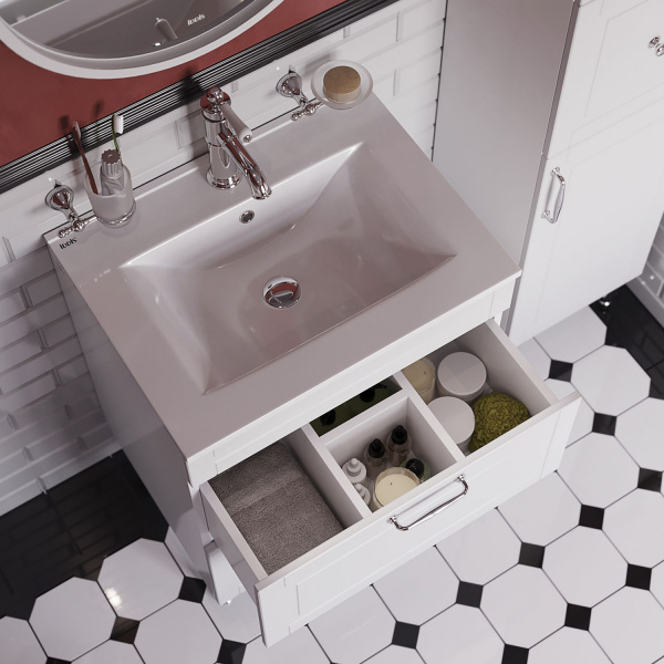 Тумба с раковиной IDDIS Oxford, напольная, 80 см, белая, OXF80W0i95K