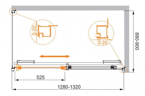 Душевая кабина Cezares Lux Soft 130*90*200 см, прозрачное стекло, хромированный профиль, LUX-SOFT-W-
