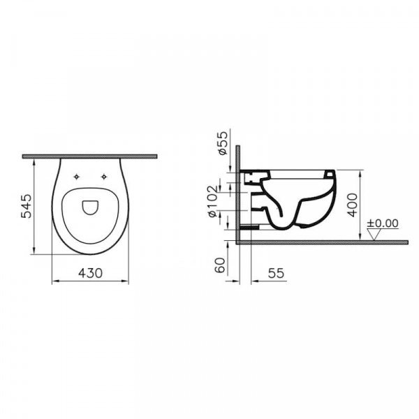 Унитаз подвесной Vitra MEMORIA, vitra clean, 5884B403-0075