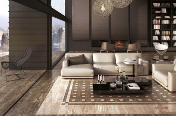 Вставка напольная Atlas Concorde Supernova Marble Frappucino Dark Bottone Lappato 7,3х7,3х1