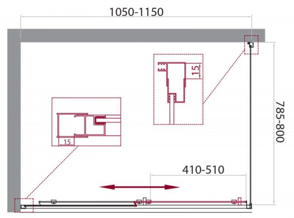 Душевая кабина BelBagno Unique (1000-1000)x800x1900, прозрачное стекло, хромированный профиль, UNIQU