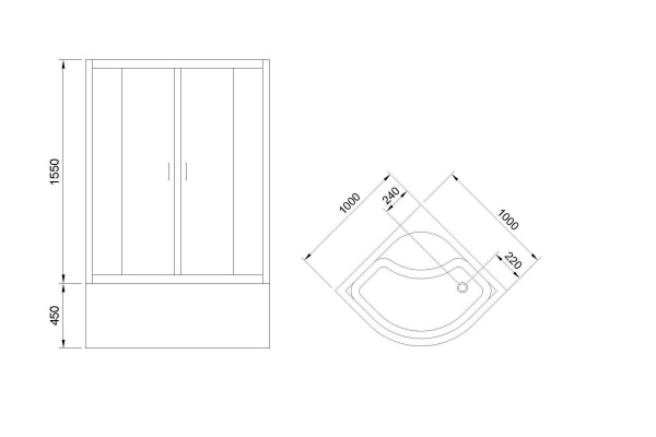 Душевая кабина Royal Bath 100х100х200, прозрачное стекло, белый профиль, RB 100BK-T