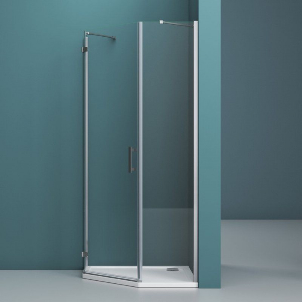 Душевая кабина BelBagno Kraft 800x800x1950, прозрачное стекло, хромированный профиль, левый, KRAFT-P
