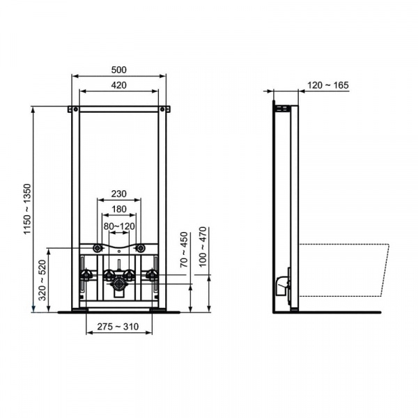 Промо-набор 2 в 1 Ideal Standard: R016267 Инсталляция ProSys + E772201 Подвесное биде CONNECT, D2116